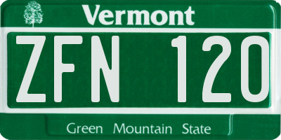 VT license plate ZFN120