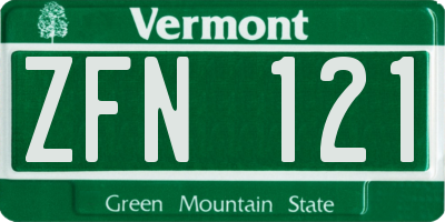 VT license plate ZFN121