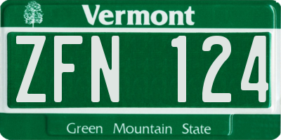 VT license plate ZFN124