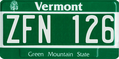 VT license plate ZFN126