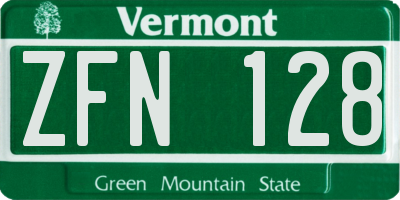 VT license plate ZFN128