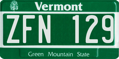 VT license plate ZFN129