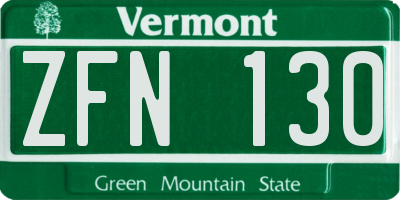 VT license plate ZFN130