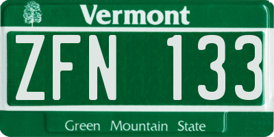 VT license plate ZFN133