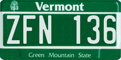 VT license plate ZFN136
