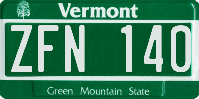 VT license plate ZFN140