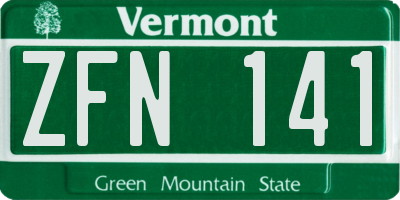 VT license plate ZFN141