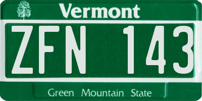 VT license plate ZFN143