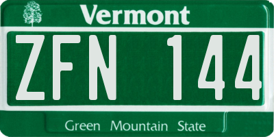 VT license plate ZFN144