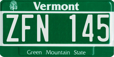 VT license plate ZFN145