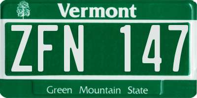 VT license plate ZFN147