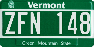 VT license plate ZFN148