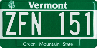 VT license plate ZFN151