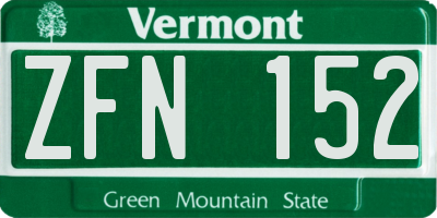 VT license plate ZFN152
