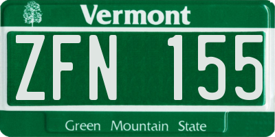 VT license plate ZFN155