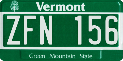VT license plate ZFN156