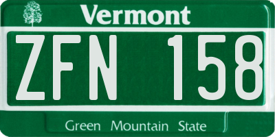 VT license plate ZFN158