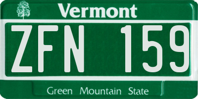 VT license plate ZFN159