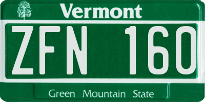 VT license plate ZFN160