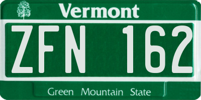 VT license plate ZFN162
