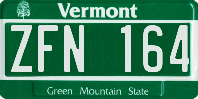 VT license plate ZFN164