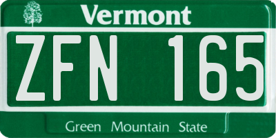 VT license plate ZFN165
