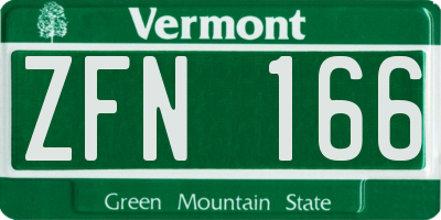 VT license plate ZFN166