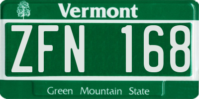 VT license plate ZFN168