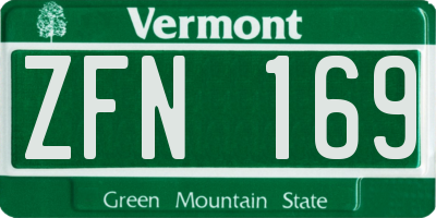 VT license plate ZFN169