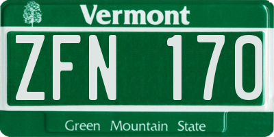 VT license plate ZFN170