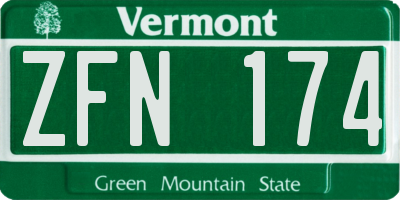 VT license plate ZFN174