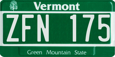 VT license plate ZFN175