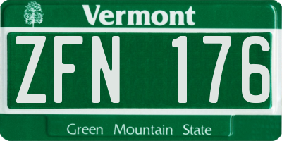 VT license plate ZFN176