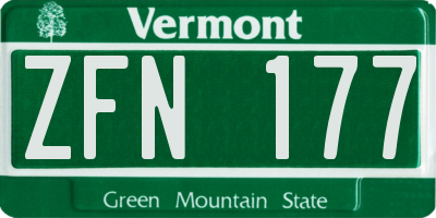 VT license plate ZFN177