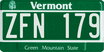 VT license plate ZFN179