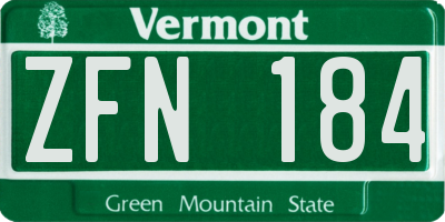 VT license plate ZFN184