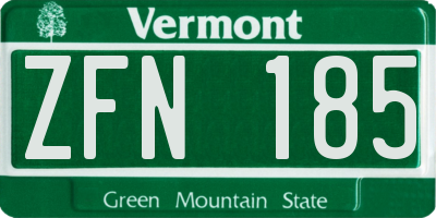 VT license plate ZFN185