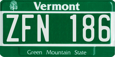 VT license plate ZFN186