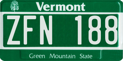 VT license plate ZFN188