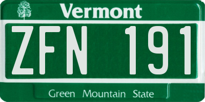 VT license plate ZFN191