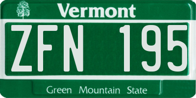 VT license plate ZFN195