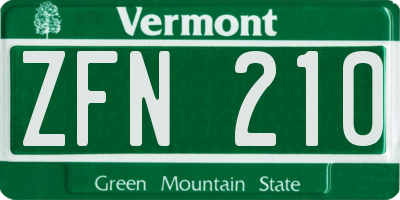 VT license plate ZFN210
