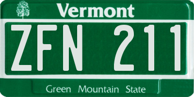 VT license plate ZFN211