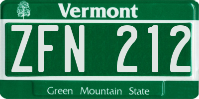 VT license plate ZFN212