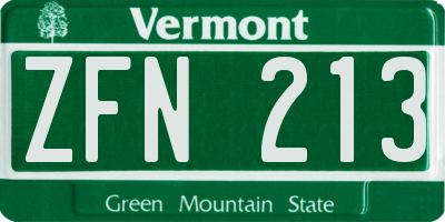 VT license plate ZFN213