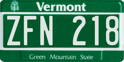 VT license plate ZFN218