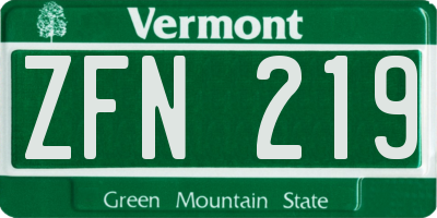VT license plate ZFN219