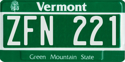 VT license plate ZFN221