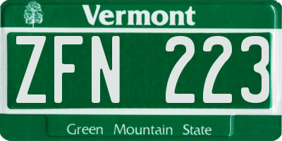 VT license plate ZFN223