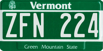 VT license plate ZFN224